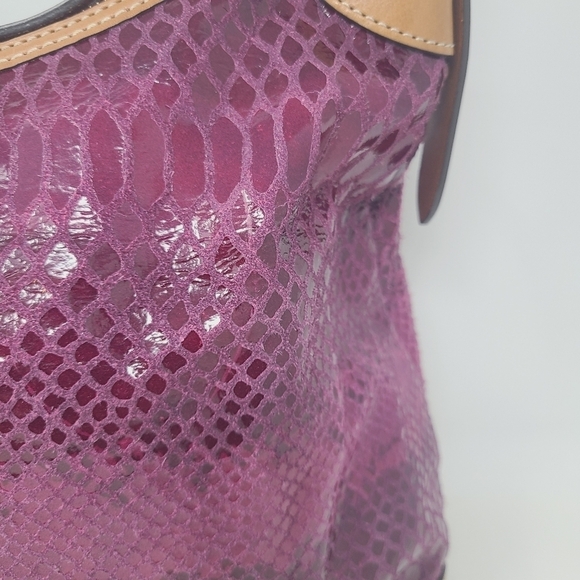 Dooney & Bourke | Erica Fuchsia Snake Skin Embossed Hobo Bag & Attached Wallet - Picture 14 of 16